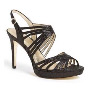 Adrianna Papell Aiden Black Heels Strappy Sandal pumps size 9